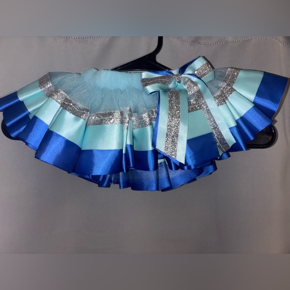 Elegant Blue and Silver Ruffled Tutu with Bow